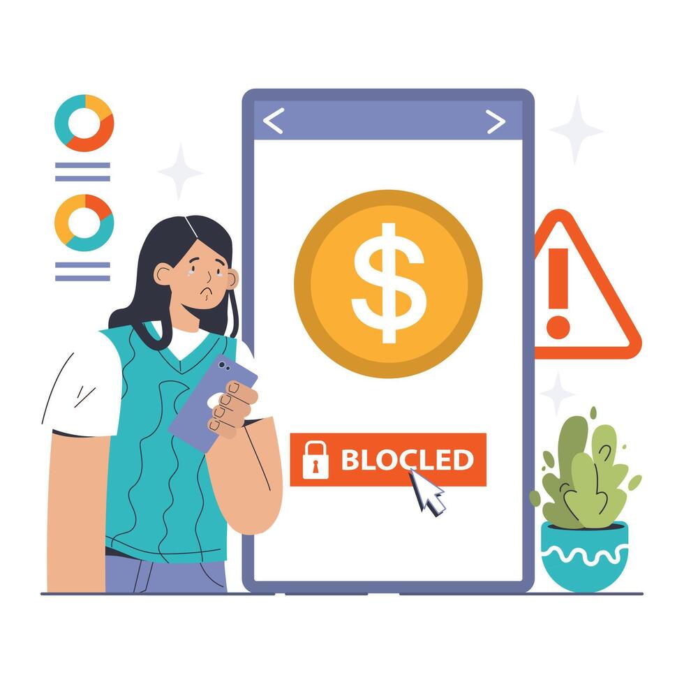 Blocked Account concept. Flat vector illustration