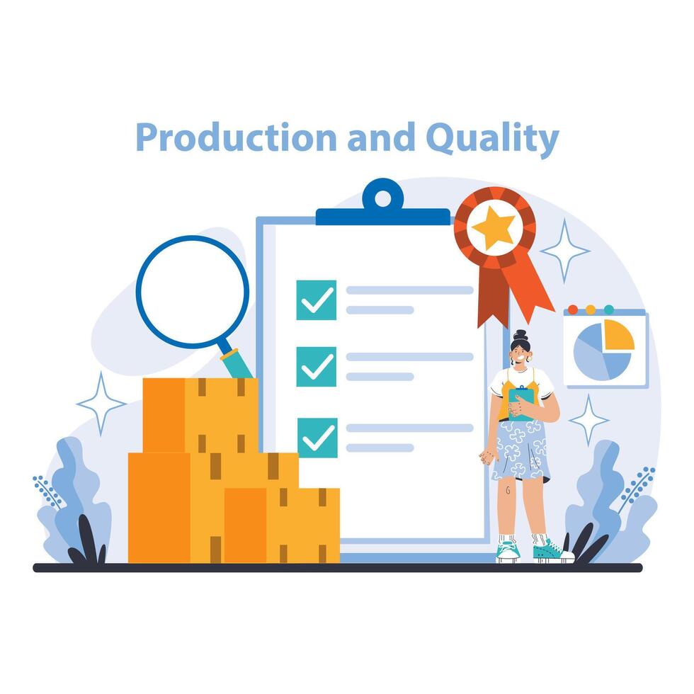 Production and Quality concept. Flat vector illustration.