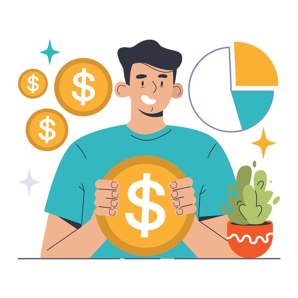 Retained Earnings concept. Flat vector illustration