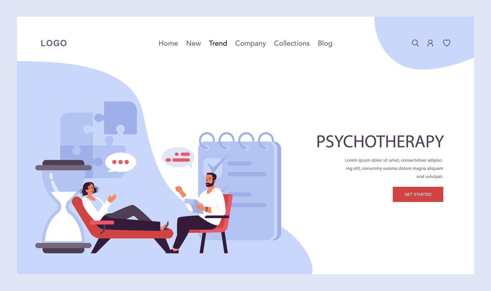Psychotherapy web banner or landing page. Psychiatrist consulting vector