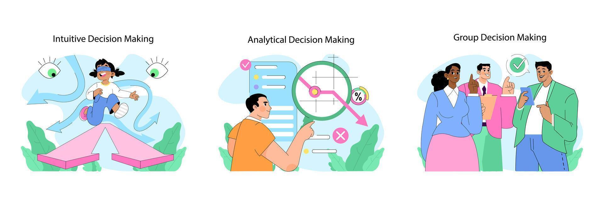 Decision making set. Flat vector illustration