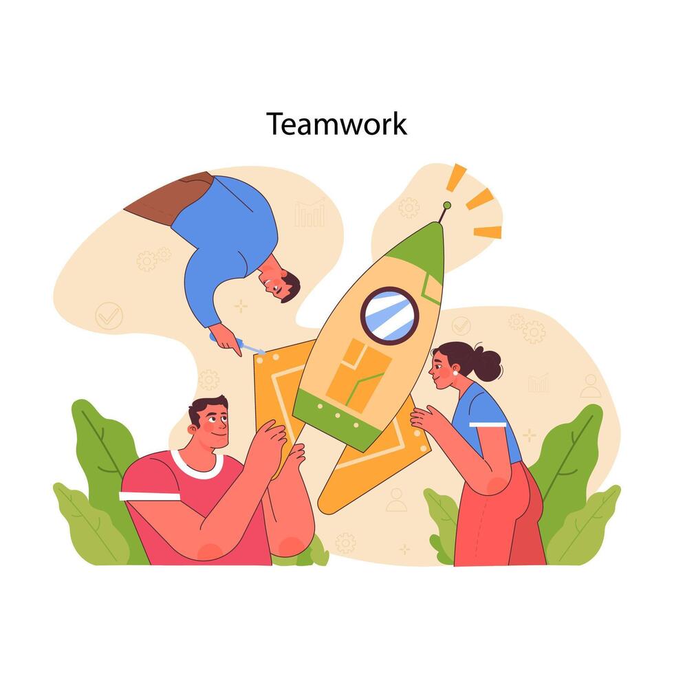 Teamwork concept. Flat vector illustration