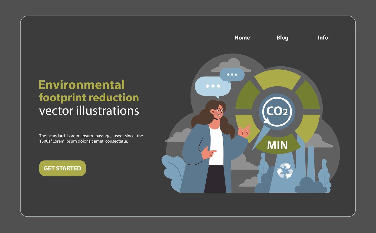 Carbon footprint minimization chart. A determined advocate for vector