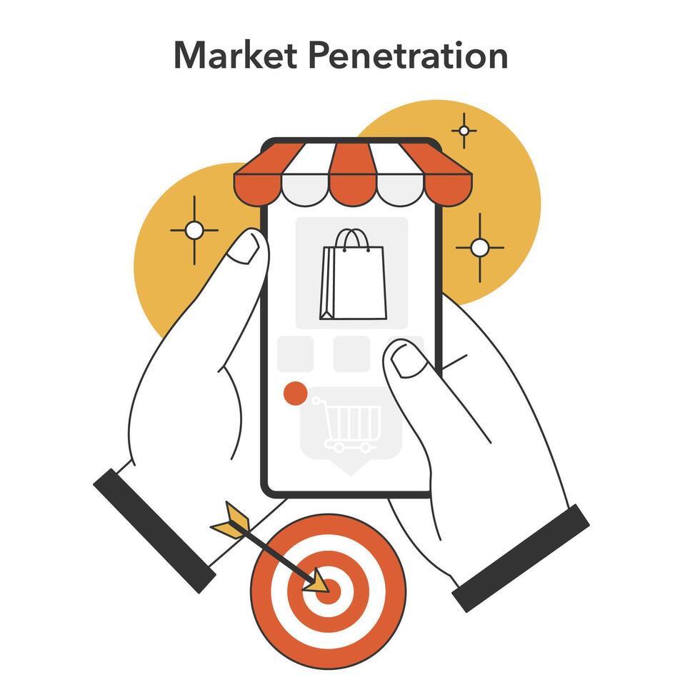 Digital marketplace strategy. Flat vector illustration.