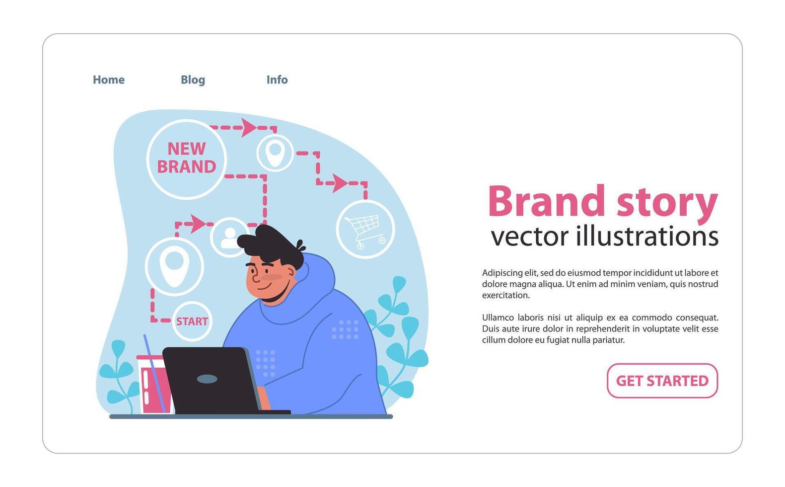 Brand story concept. Crafting a narrative for a new brand's journey. vector