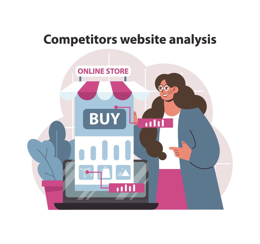 Competitor website analysis concept. vector