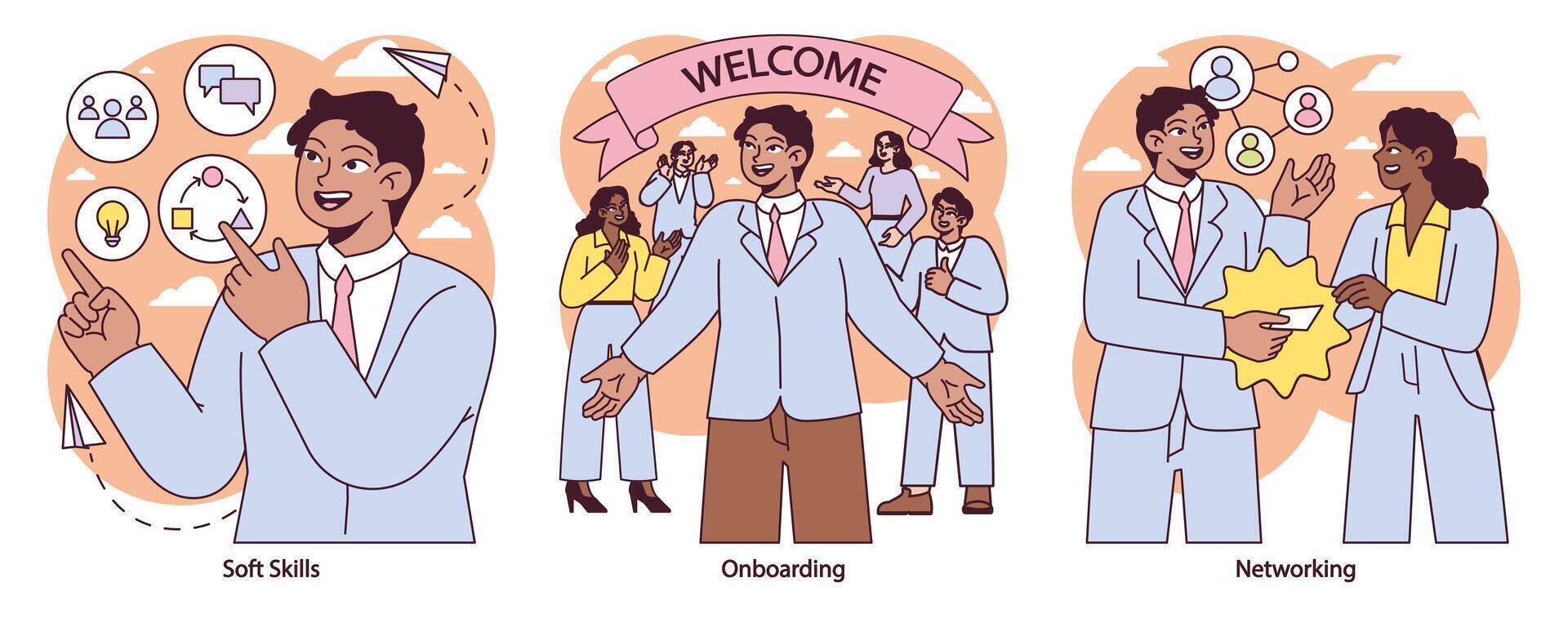 First Job set. Vector illustration.