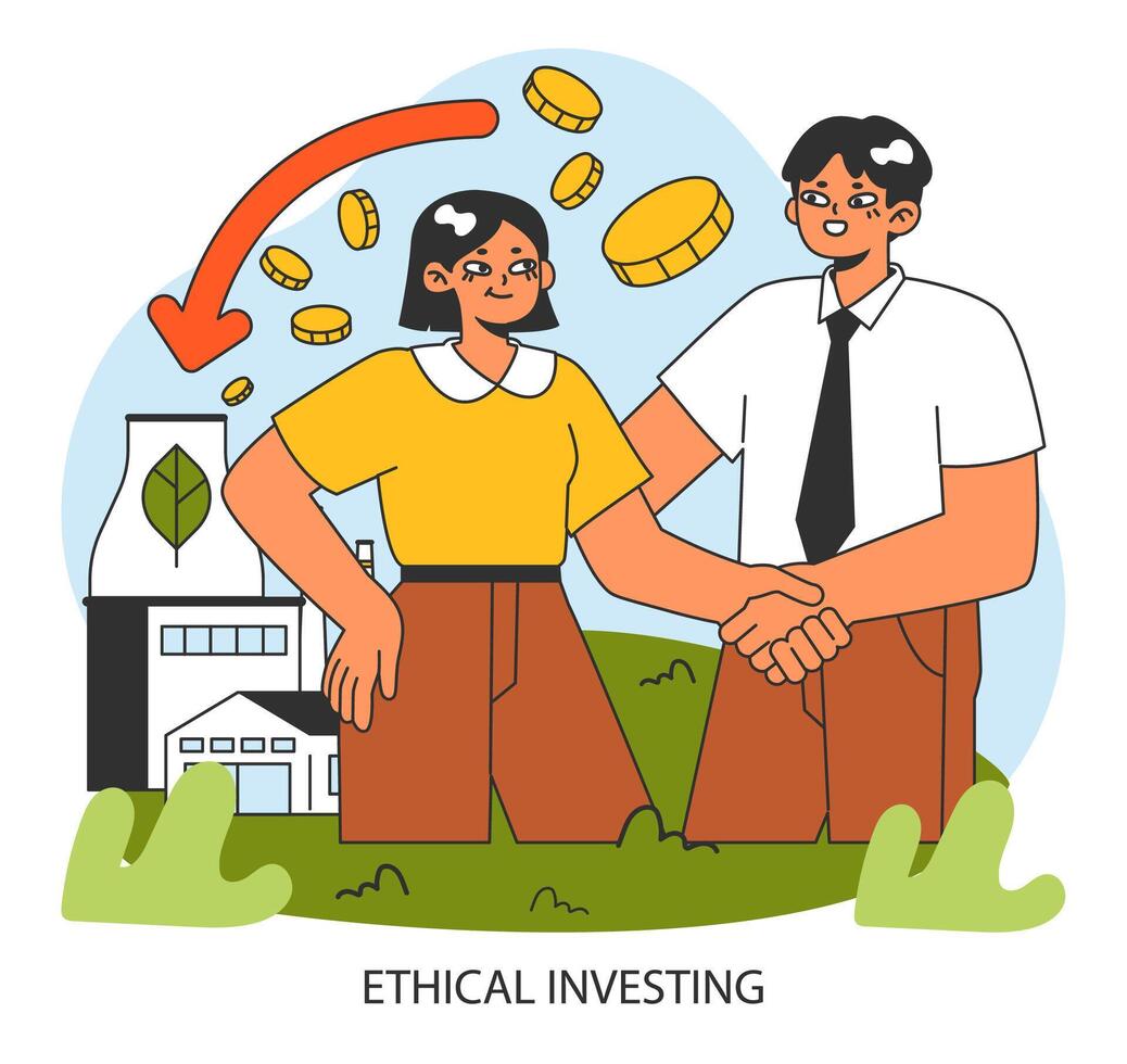 Ethical investing. Socially responsible investment, sustainable development. vector