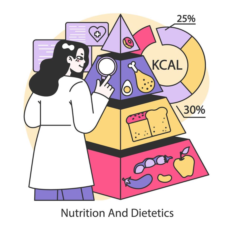 nutrición y dietética concepto. plano vector ilustración.
