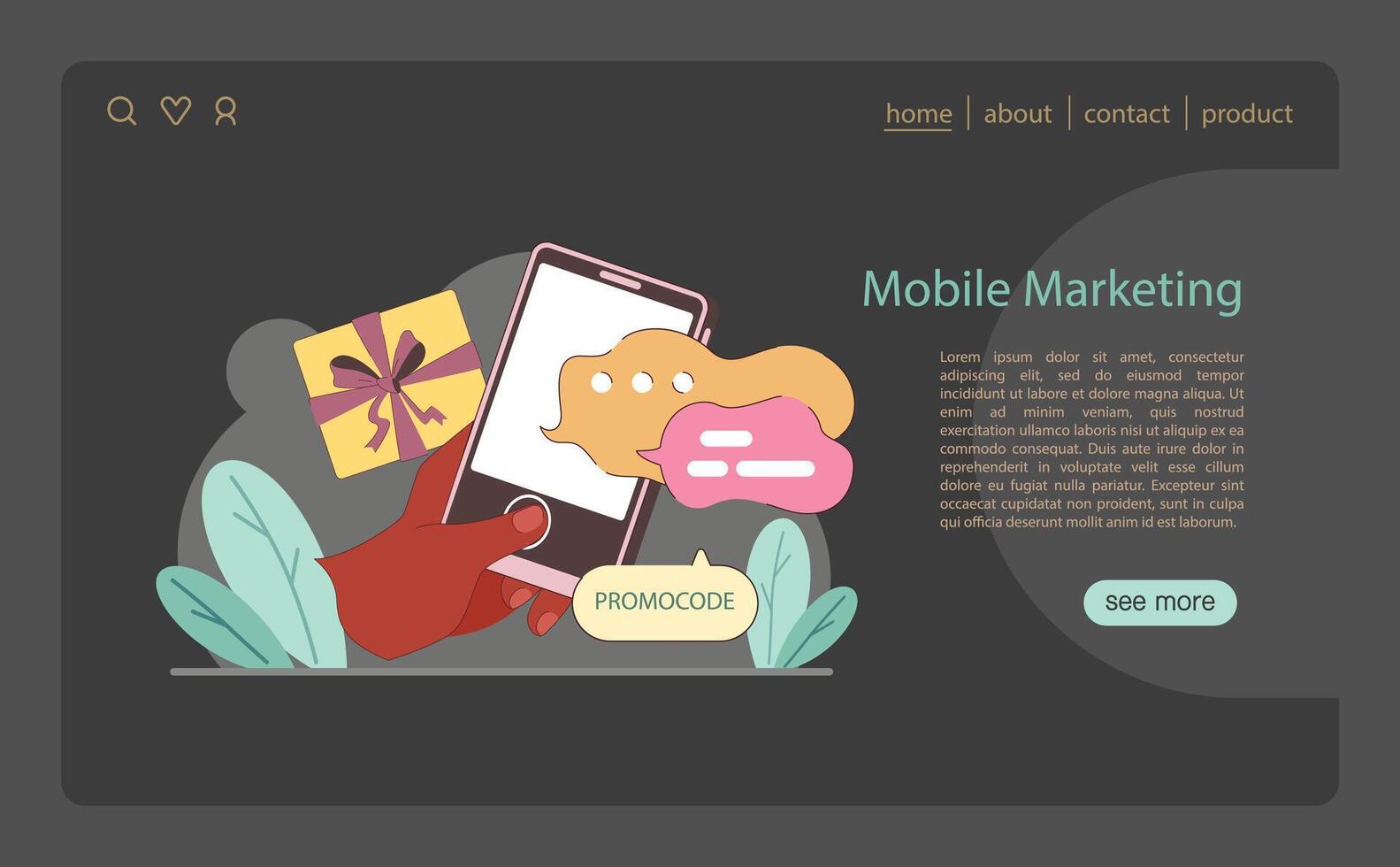 Mobile Marketing concept. A playful depiction of mobile marketing. vector