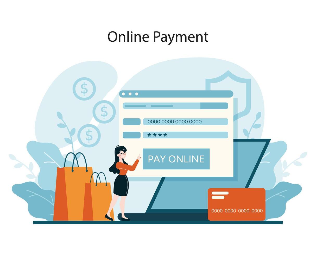 Visualizing effortless e-commerce transactions with secure credit card processing vector