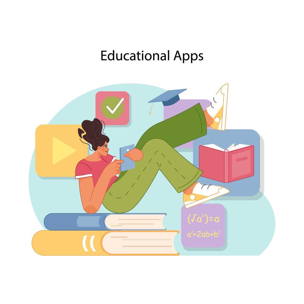 App based learning concept. Flat vector illustration