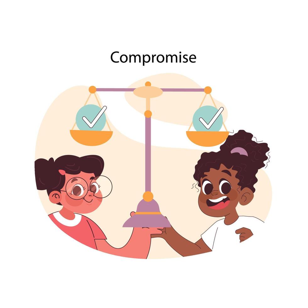 Compromise concept. Flat vector illustration