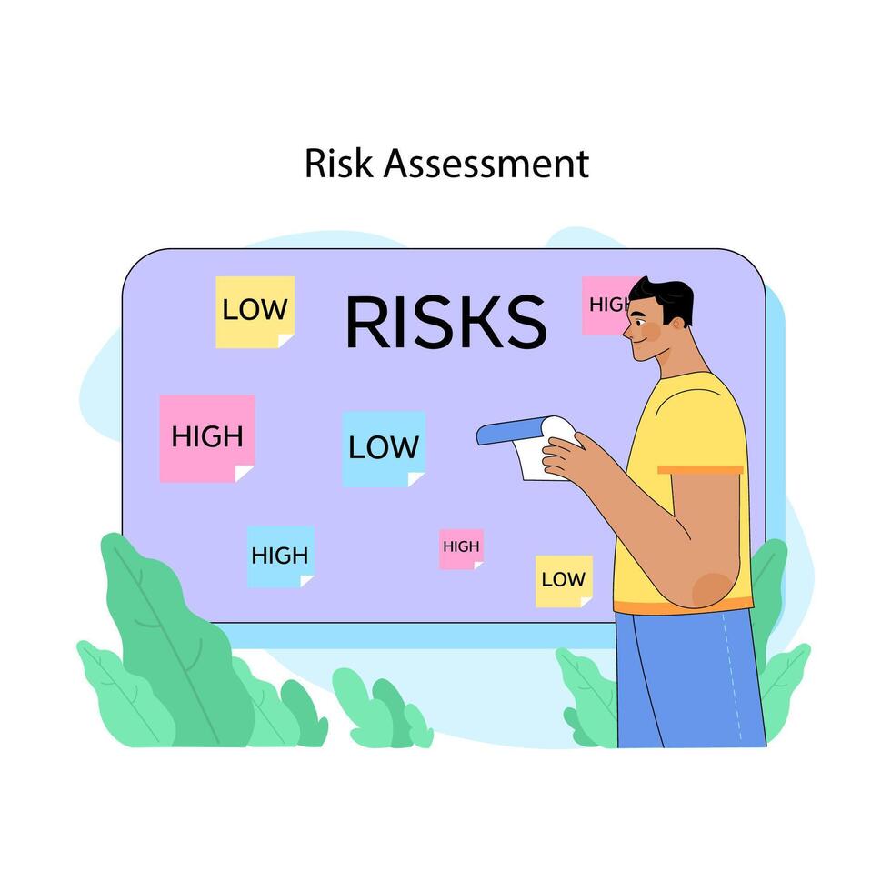 riesgo evaluación concepto. plano vector ilustración