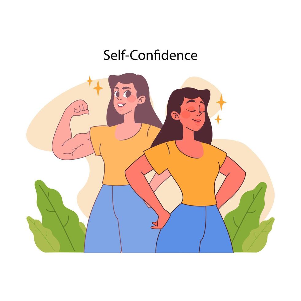 Self-confidence theme. Flat vector illustration