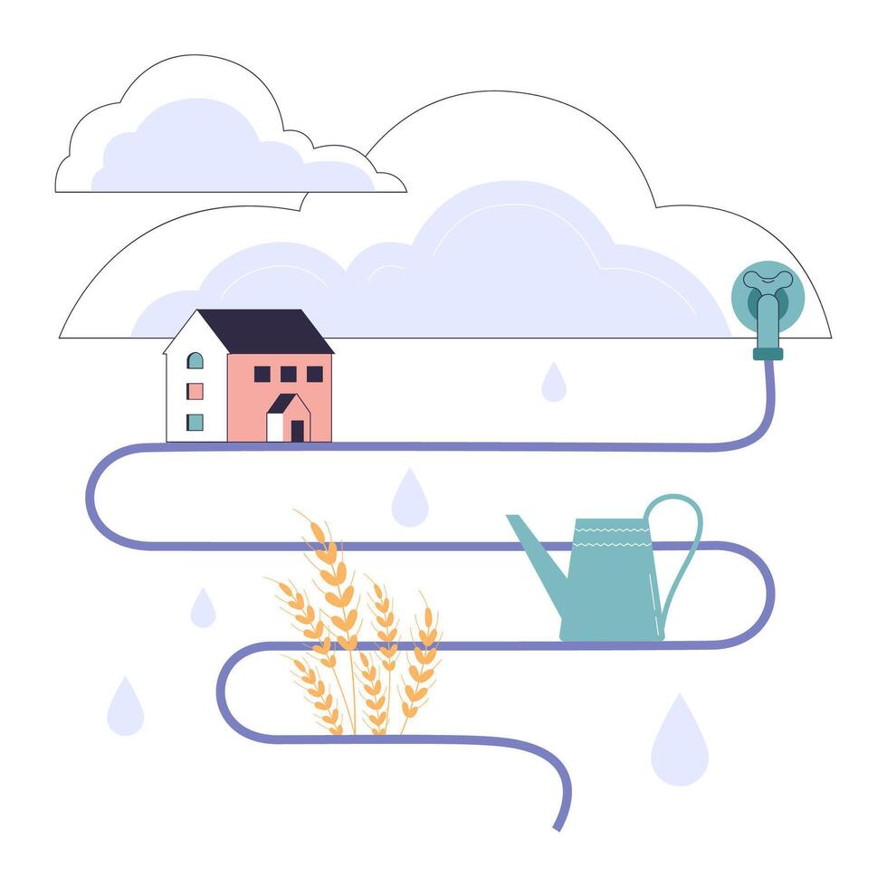 agua de lluvia cosecha. sostenible práctica de urbano agua preservación vector