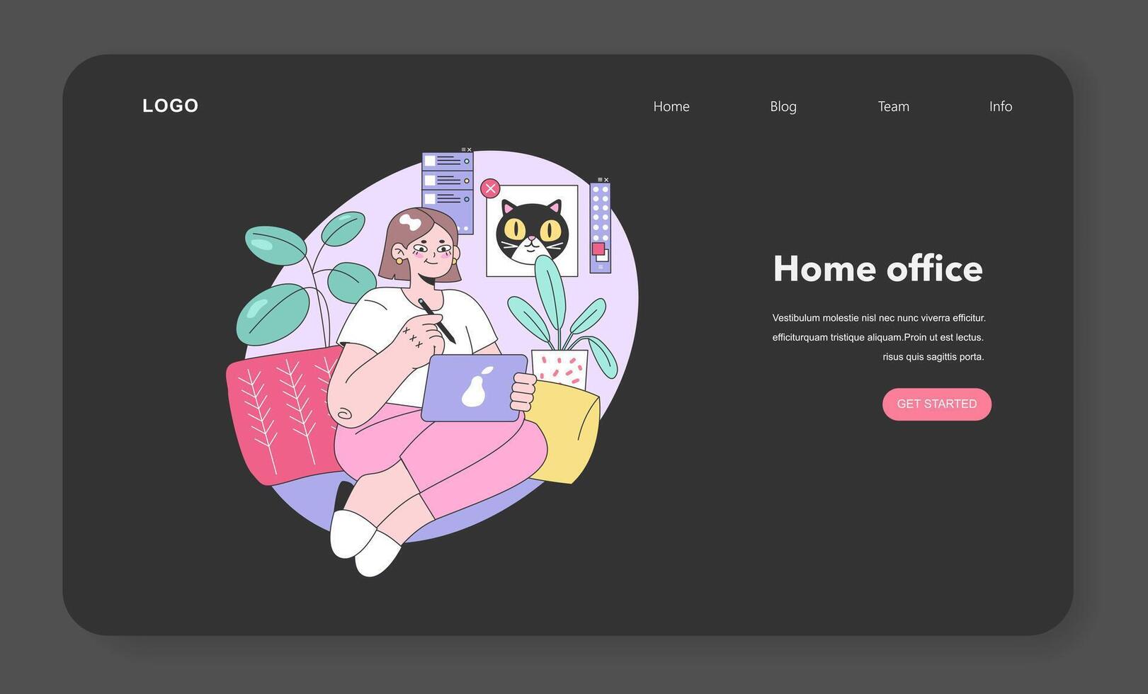 Digital art enthusiast concept. Flat vector illustration