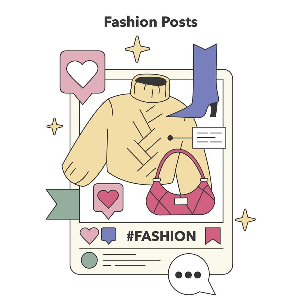 Fashion Posts concept. Flat vector illustration