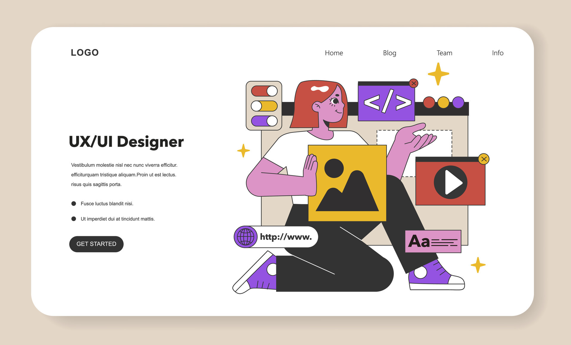 UX UI Designer at Work. Flat vector illustration 41170352 Vector Art at ...