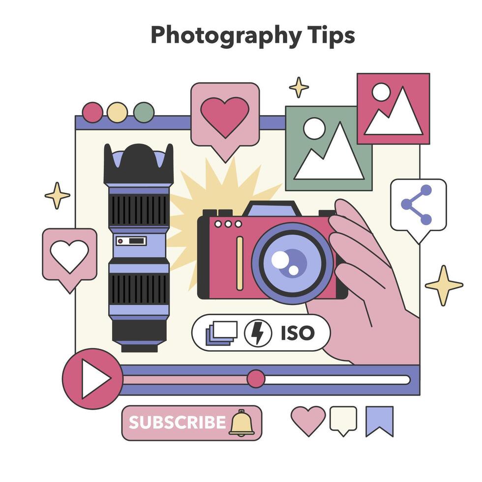 Photography Tips guide. Flat vector illustration