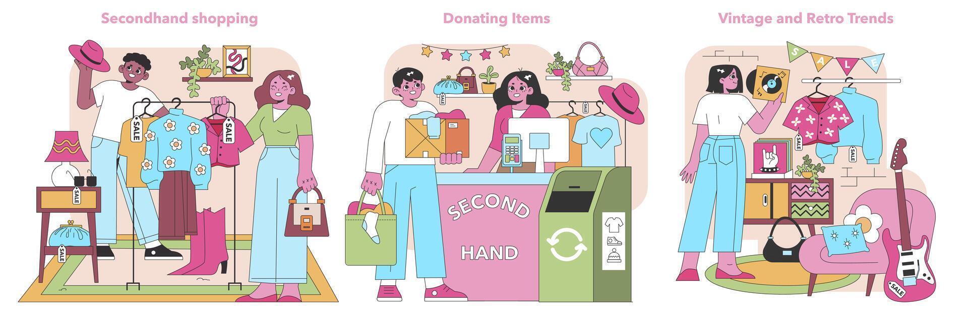 Eco-friendly shopping set. Vector illustration.