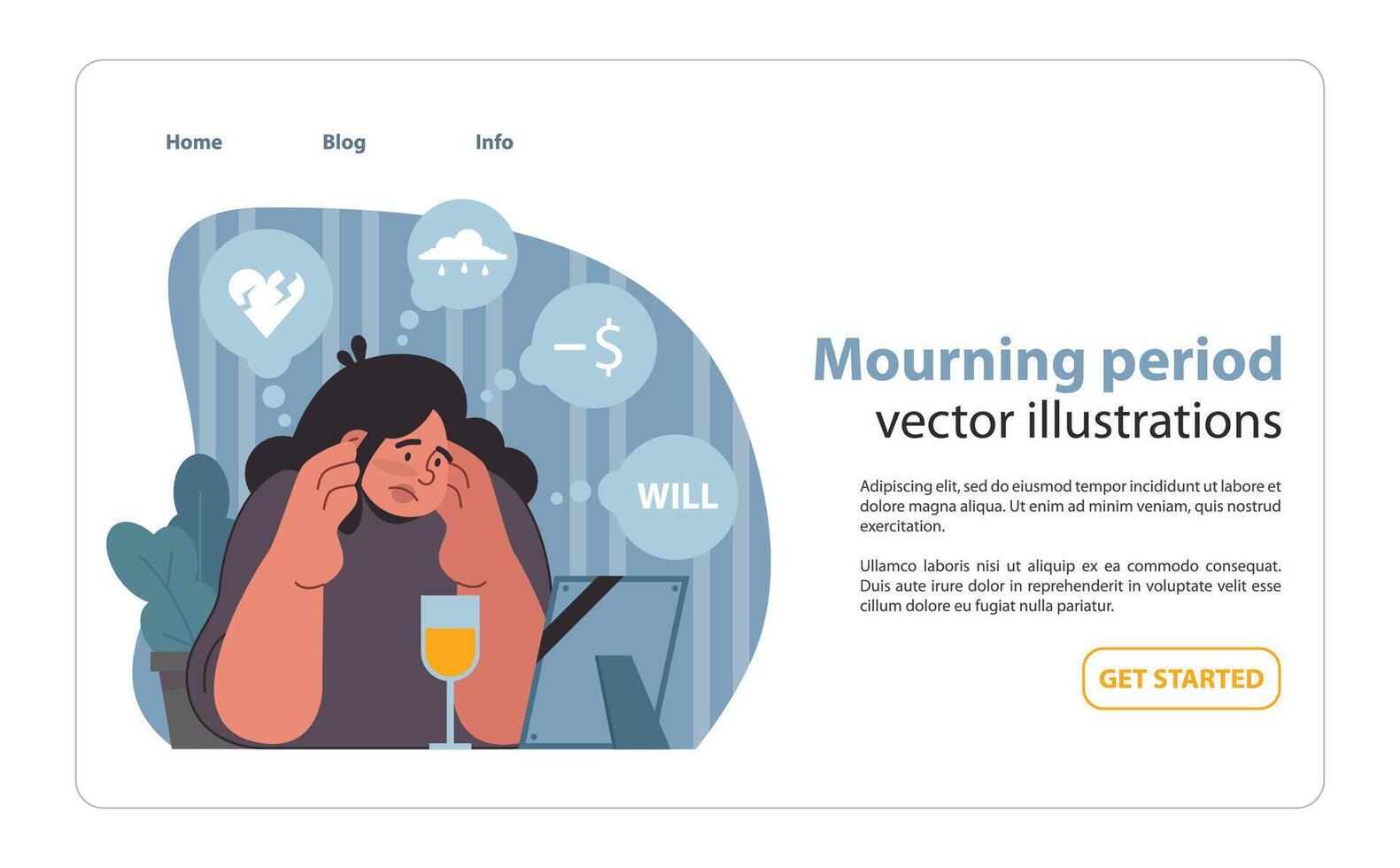 Mourning period encapsulated. The dual ache of heartbreak. vector