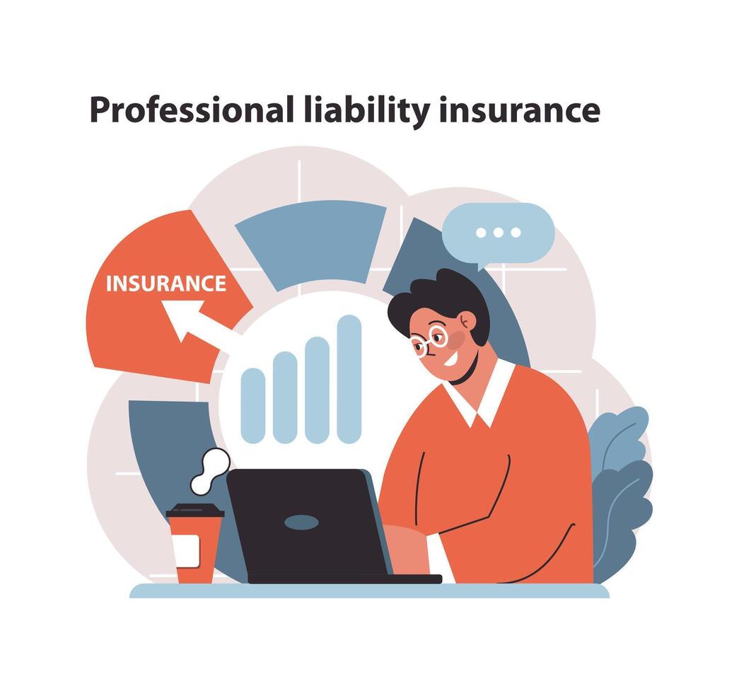 Professional liability insurance concept. Specialist manages risk with tailored coverage. vector