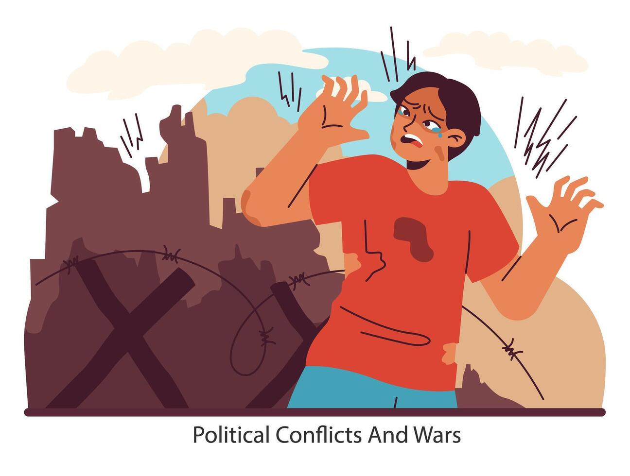 guerra y conflicto tema. plano vector ilustración.