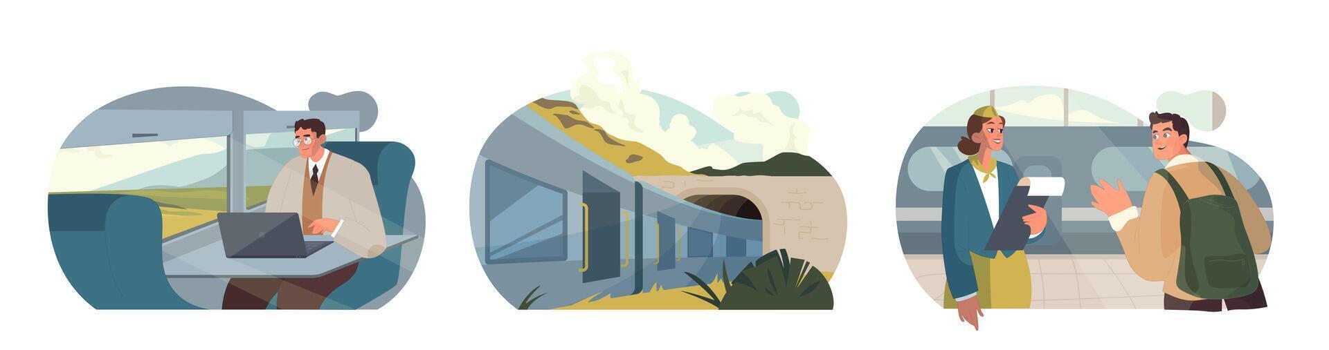 Train Journey Scenes. vector