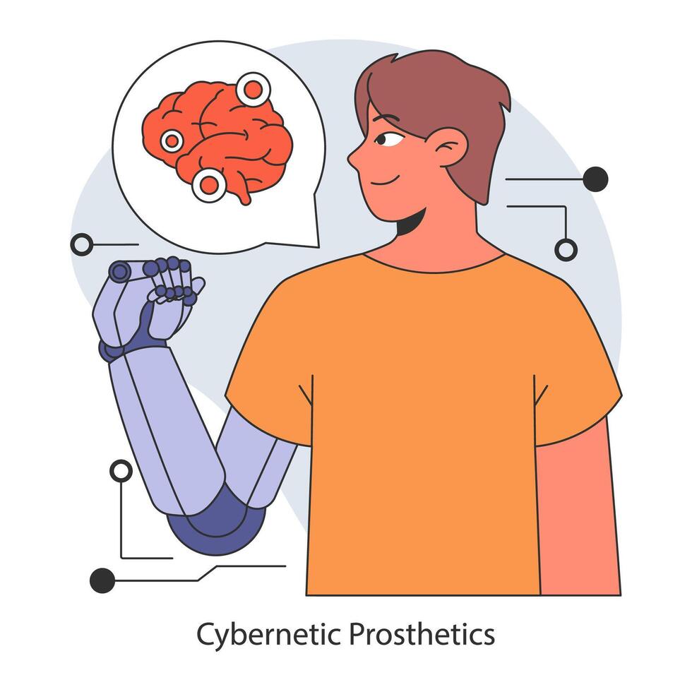 cibernético prótesis concepto. plano vector ilustración.