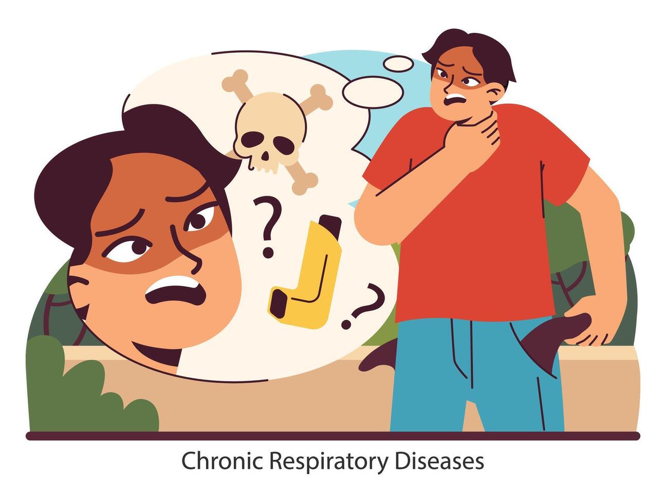 Respiratory Health Concern. Flat vector illustration.