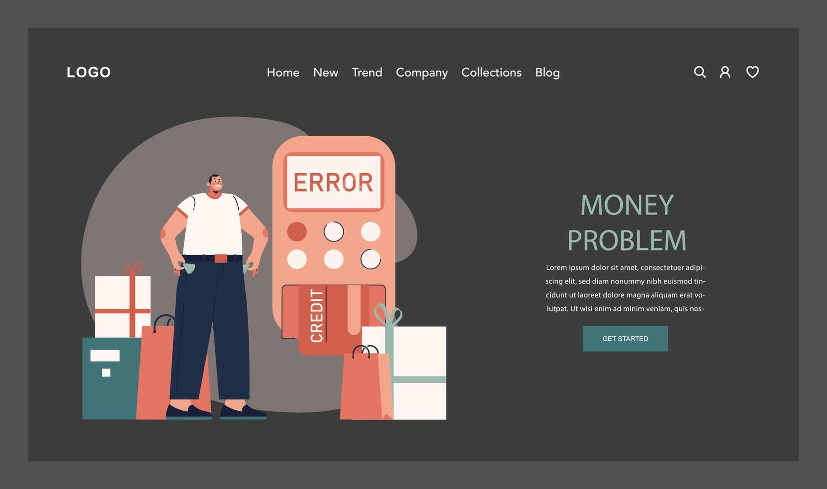 Impulsive buying web banner or landing page dark or night mode vector
