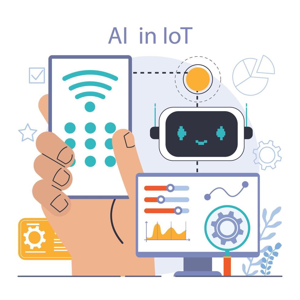 ai integración. artificial inteligencia y humano sinergia neural red vector