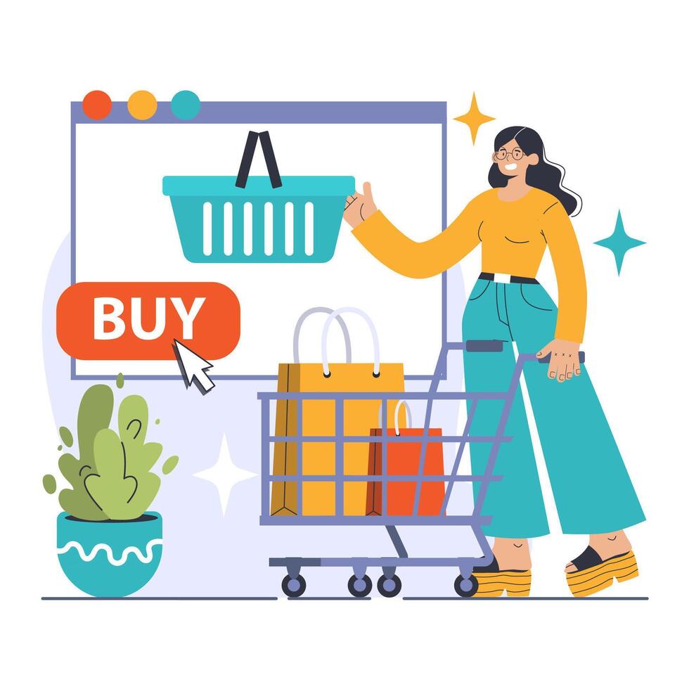 E-commerce delight. Flat vector illustration.