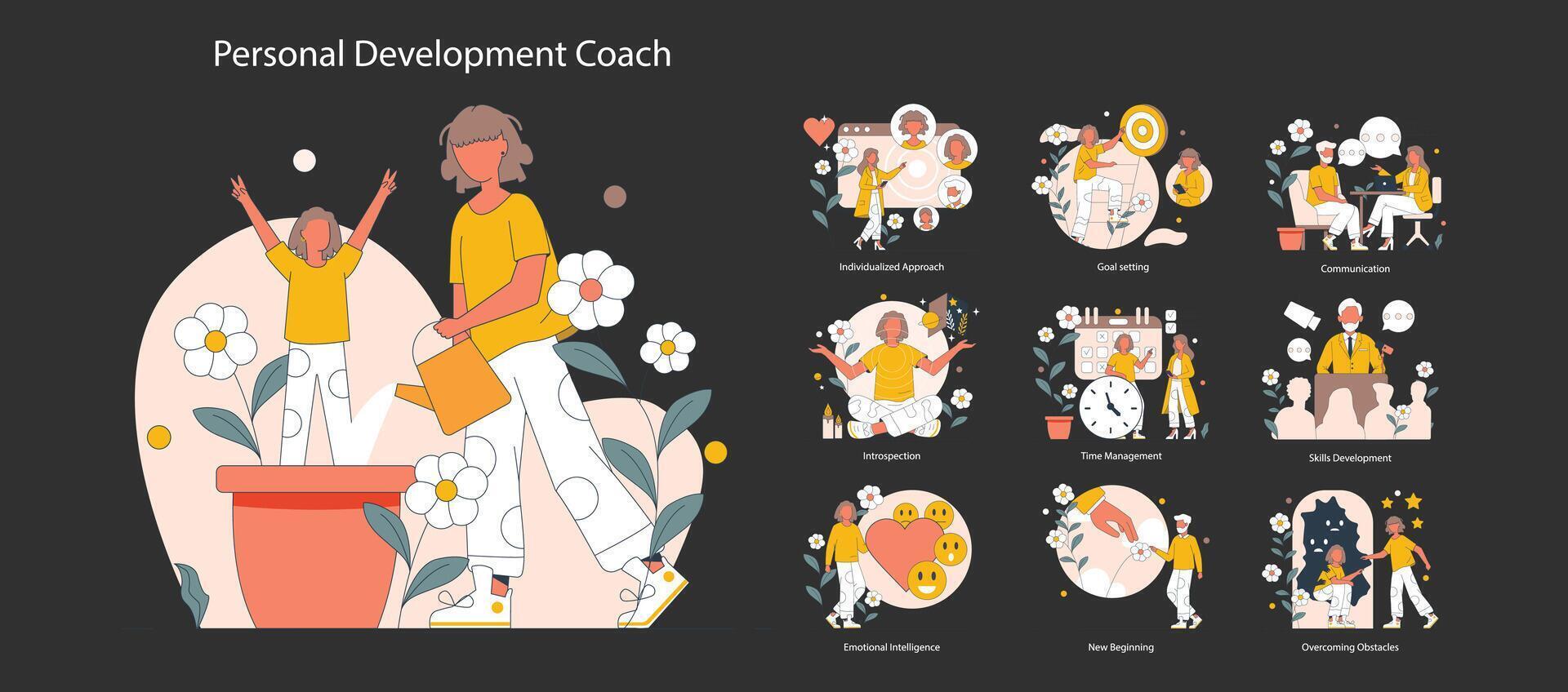 Personal Development Coach concept. Flat vector illustration.