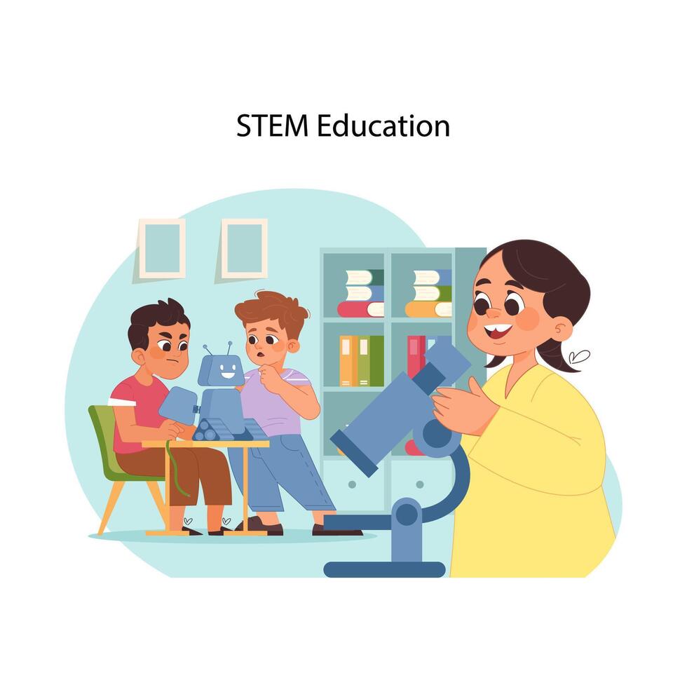STEM learning concept. Flat vector illustration