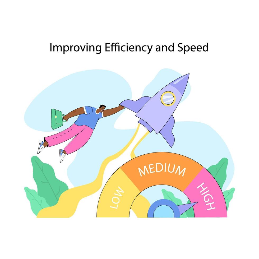 mejorando eficiencia y velocidad concepto. plano vector ilustración