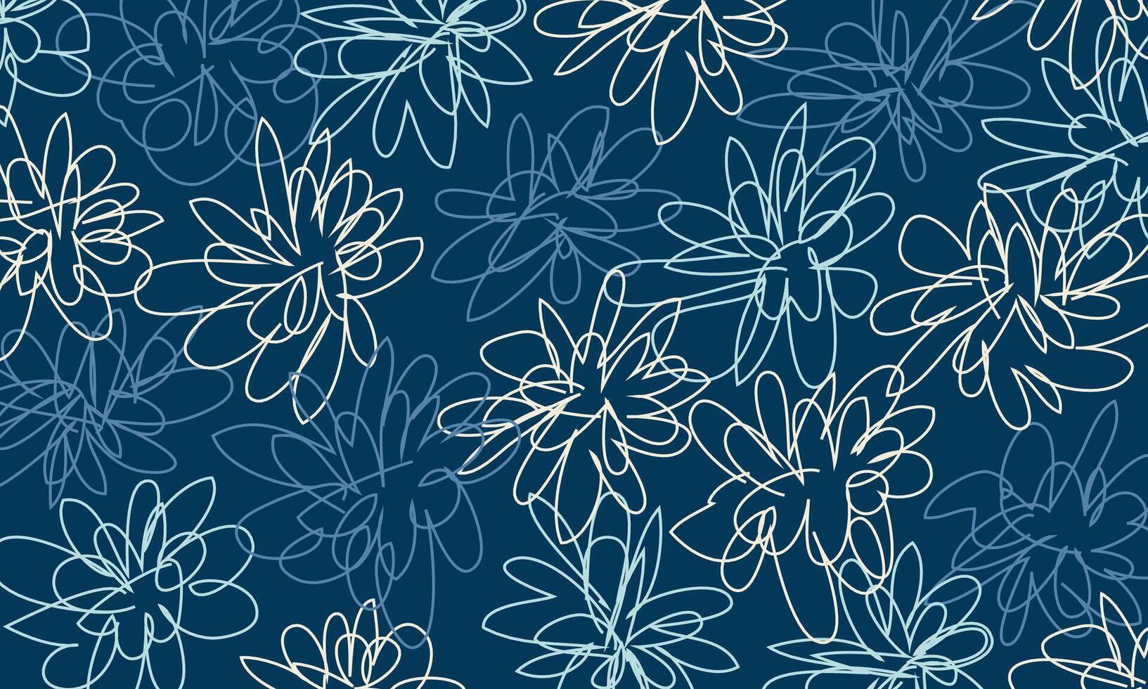 Hand drawn vector spring floral doodle blue background