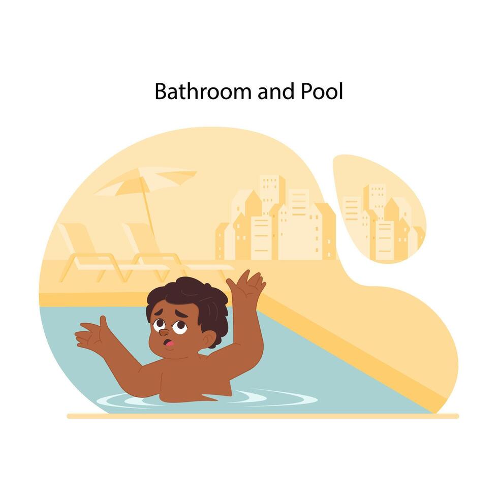 Pool danger. Flat vector illustration