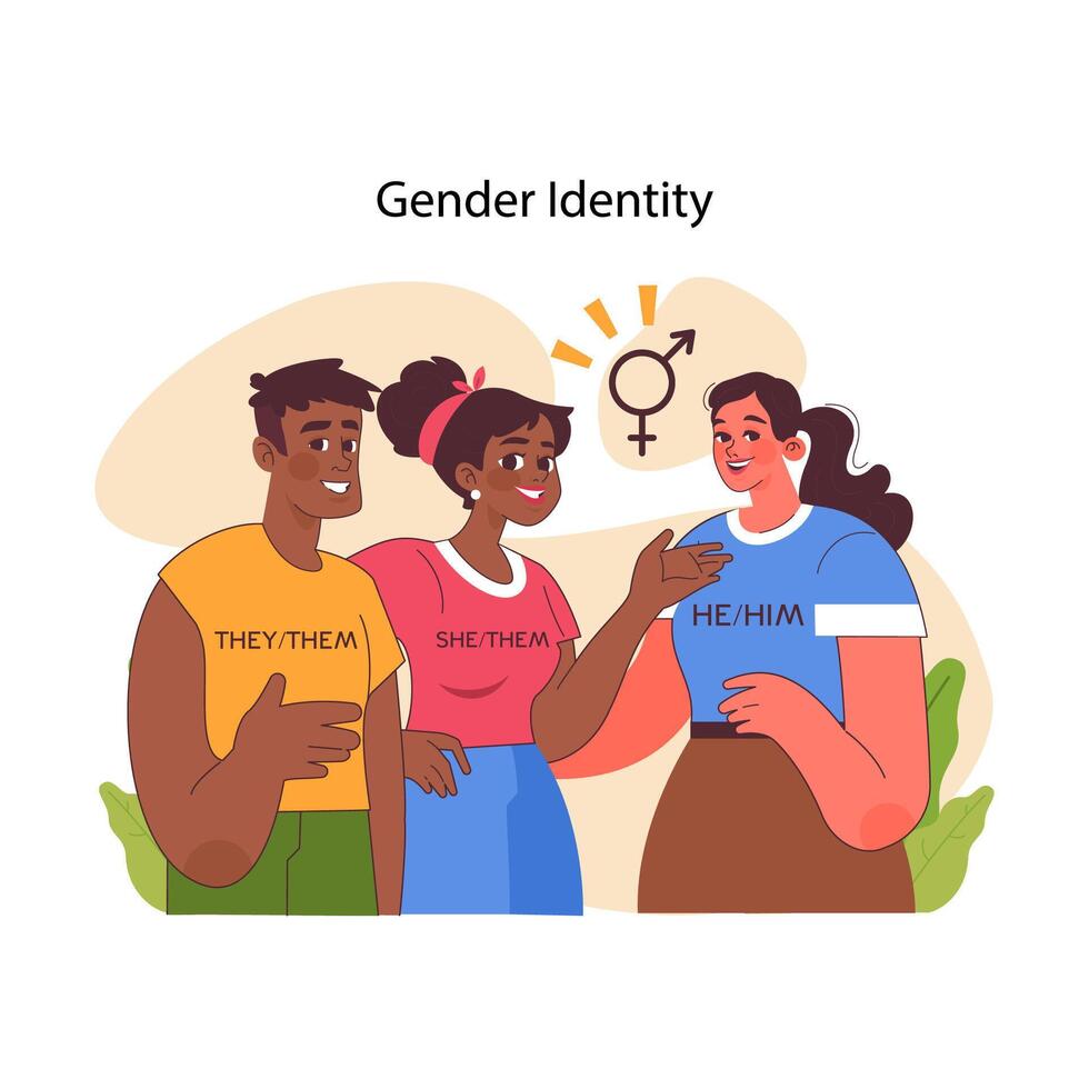 Gender identity concept. Flat vector illustration
