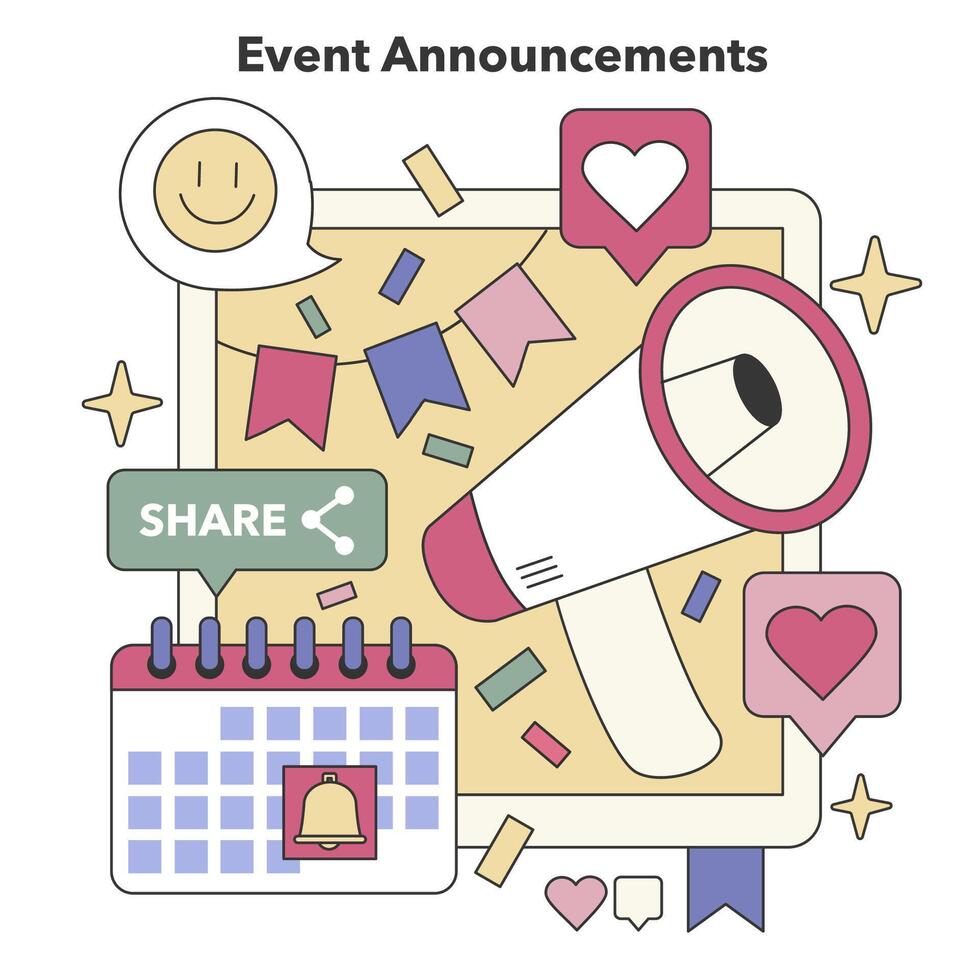 Event Promotion set. Flat vector illustration