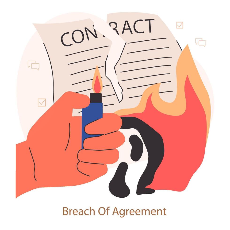 Breach of contract. Business deal or agreement. Business partners interests vector