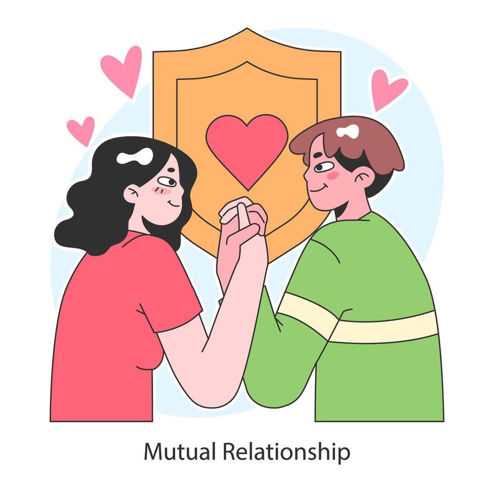Mutual relationship. Healthy, harmonious bond between young man and woman. vector
