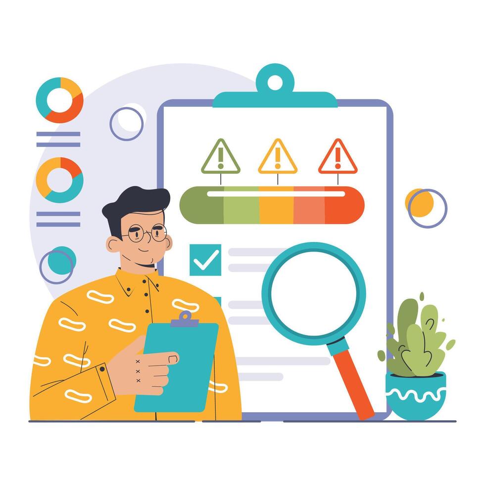 Decision-making. Strategic thinking, brainstorming and solution research vector