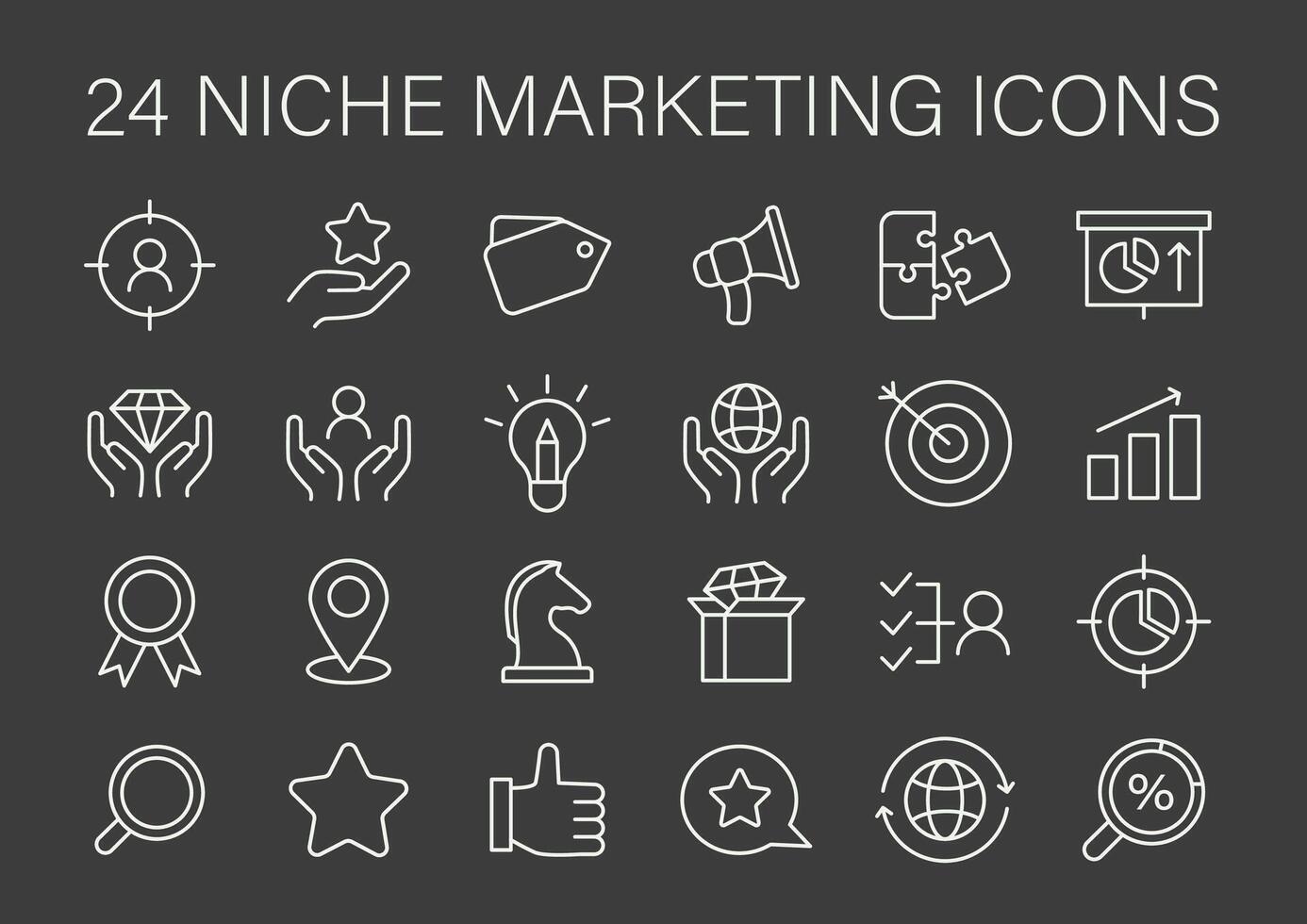 Niche Marketing set. Tailored strategy symbols for targeted audience engagement. vector