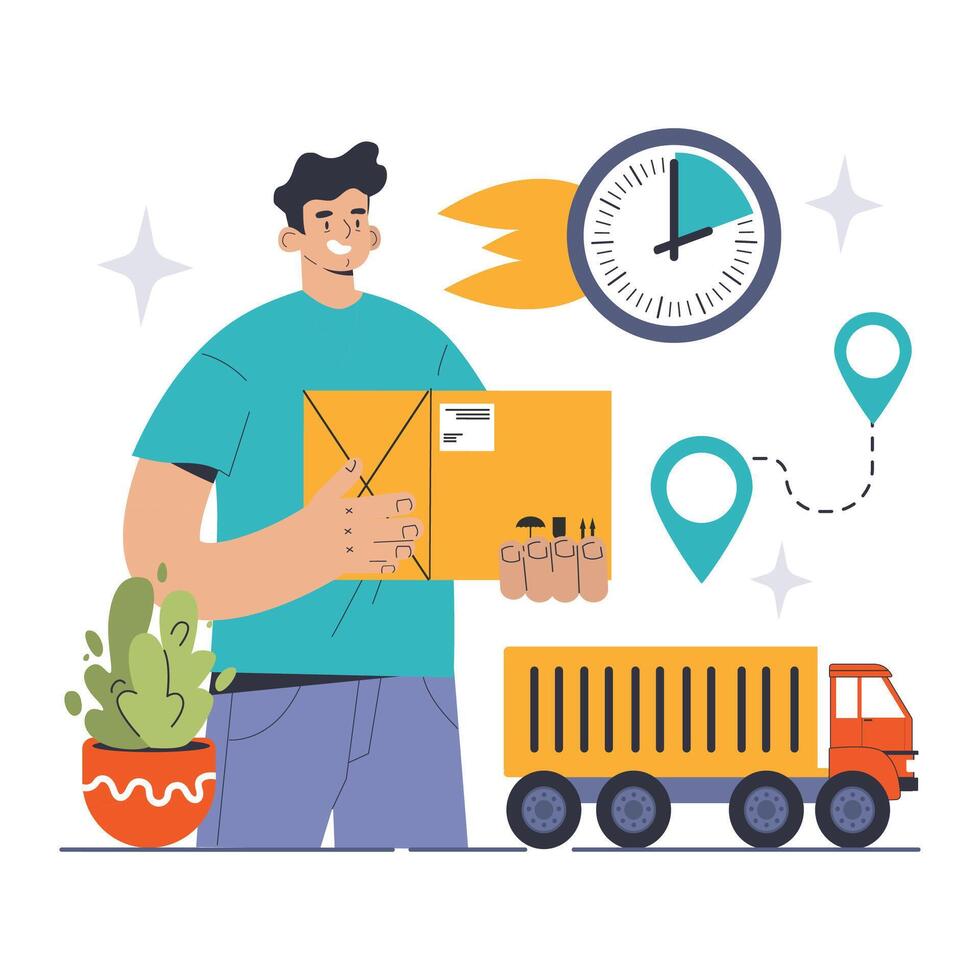 Just in Time Delivery concept. Flat vector illustration