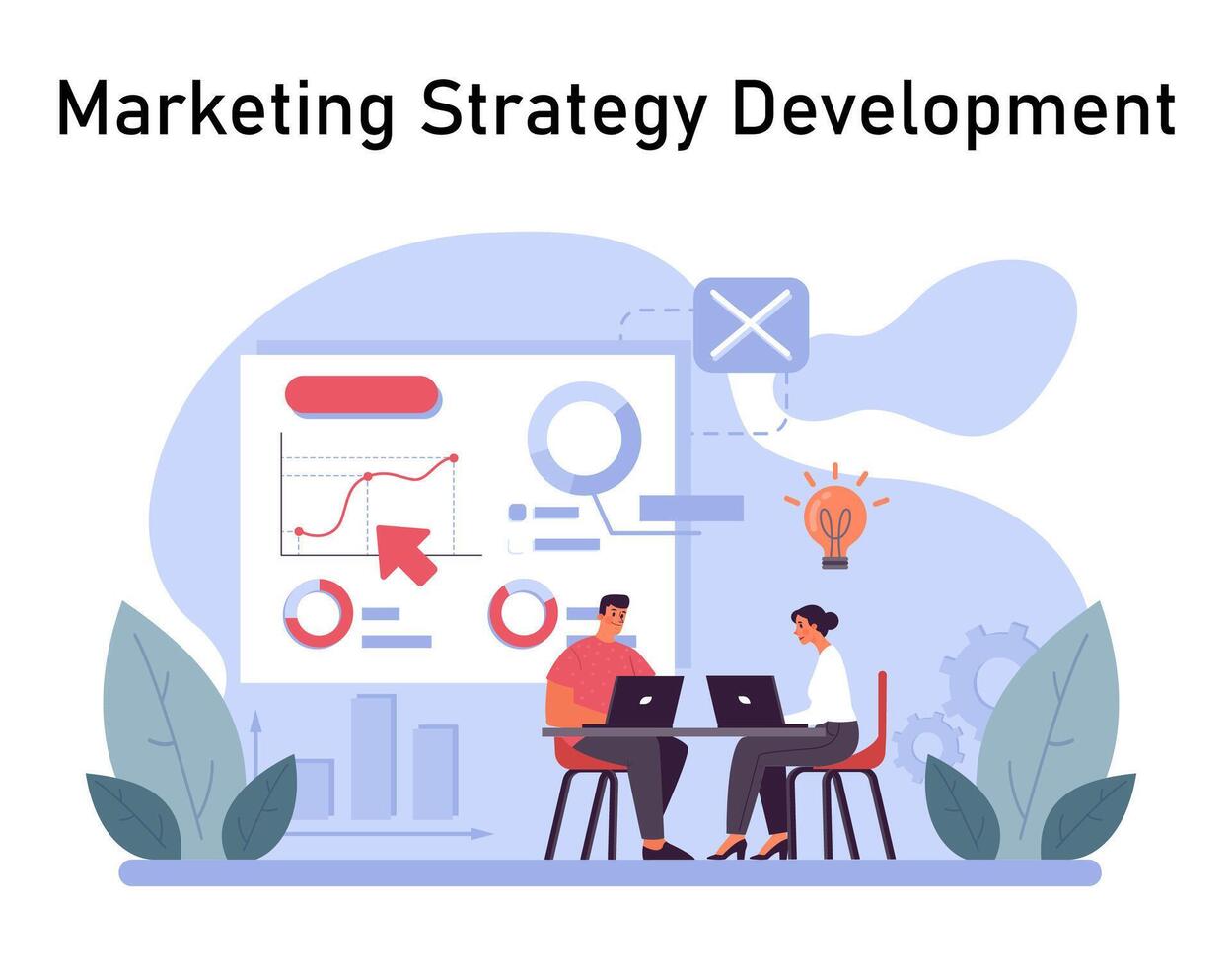 Marketing Strategy Development concept. Flat vector illustration