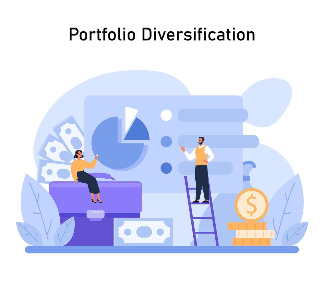 portafolio diversificación concepto. equilibrio financiero valores en cartera a minimizar riesgo vector