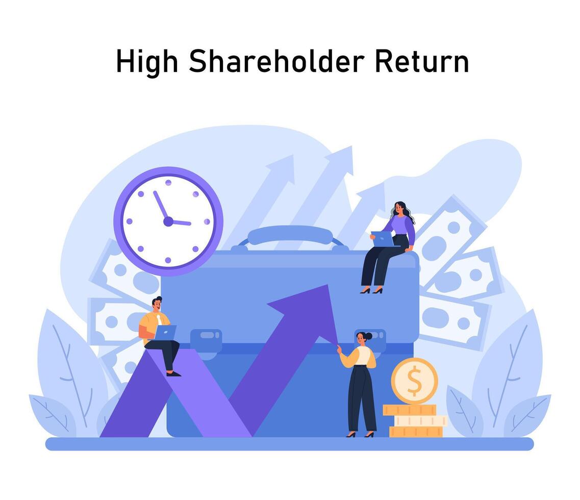 High Shareholder Return concept. Maximizing investor profits through strategic market investments vector