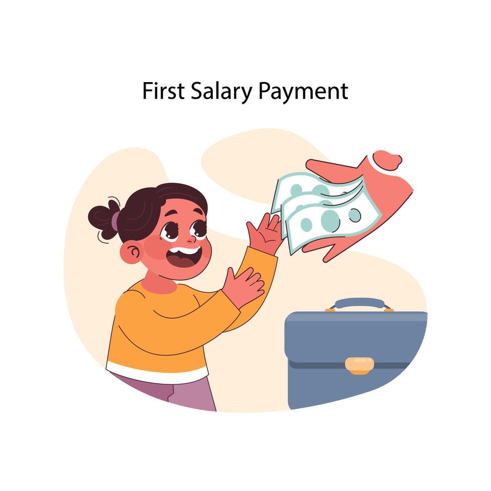 First Earnings concept. Flat vector illustration